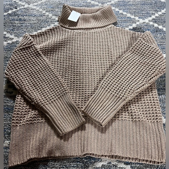 NWT Mudpie Size S Waffle Sweater Taupe - Picture 3 of 6
